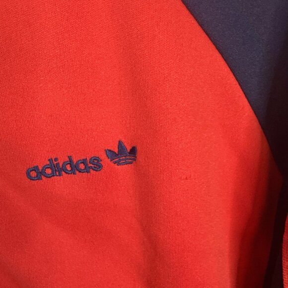 70s–80s Adidas Taiwan Trefoil Track Jacket L Fits M Rare Collector Navy Blue Red - Picture 3 of 7